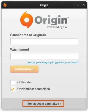 Origin-account-aanmaken